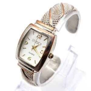Studio Time Watch Womens Silver Tone Stainless Steel Classic Quartz White Dial